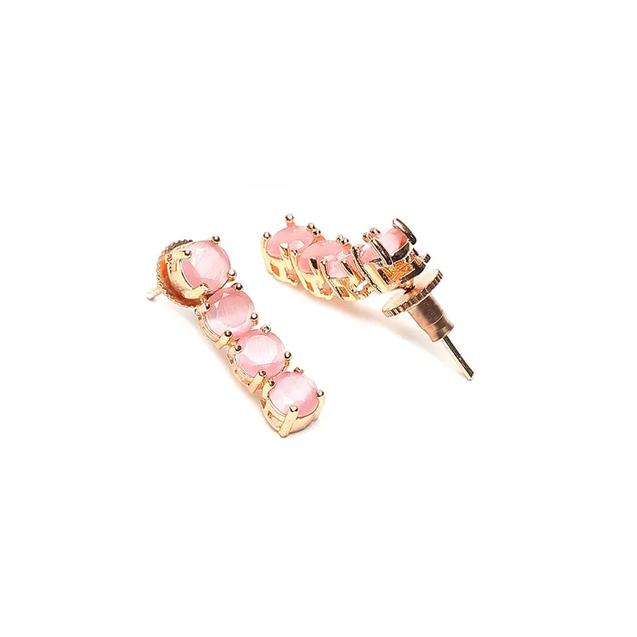 Bracelets Yellow Chimes Yellow Chimes American Diamond Pendant Set for Women Rosegold Plated High Grade Authentic Pink AD Jewellery Necklace Set for Women and Girls