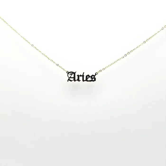 Necklaces Aries Zodiac Name Necklaces 18k Gold Plated LOV