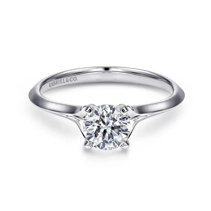 Ellis 14K White Gold Round Diamond Engagement Ring Setting Only GABRIEL CO Rings