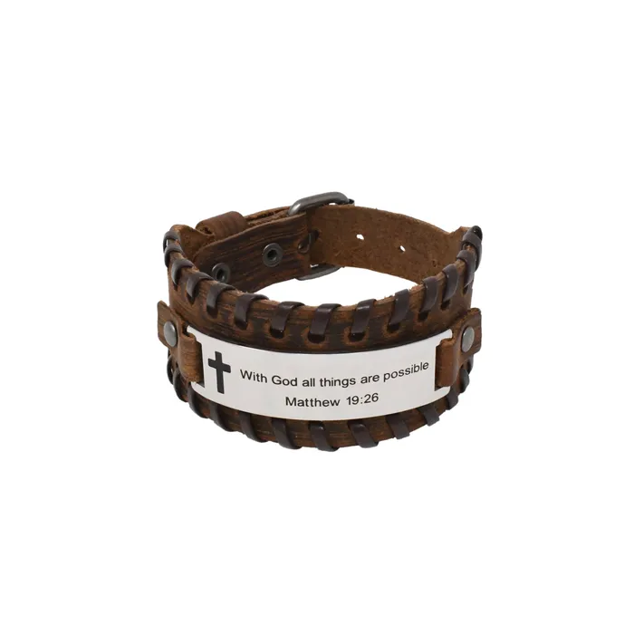 Forever Truth Bracelets With God All Things Are Possible Leather Bracelet