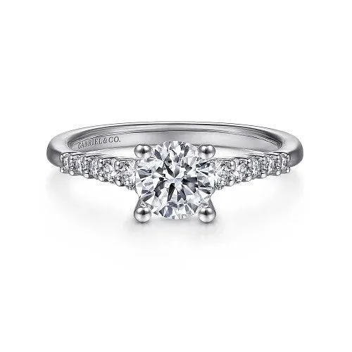 GABRIEL CO Rings Reed 14K White Gold Round Diamond Engagement Ring Setting Only