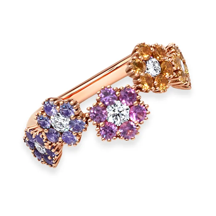 Polachecks Collection Rings Mix Color Sapphire Diamond Flower Ring
