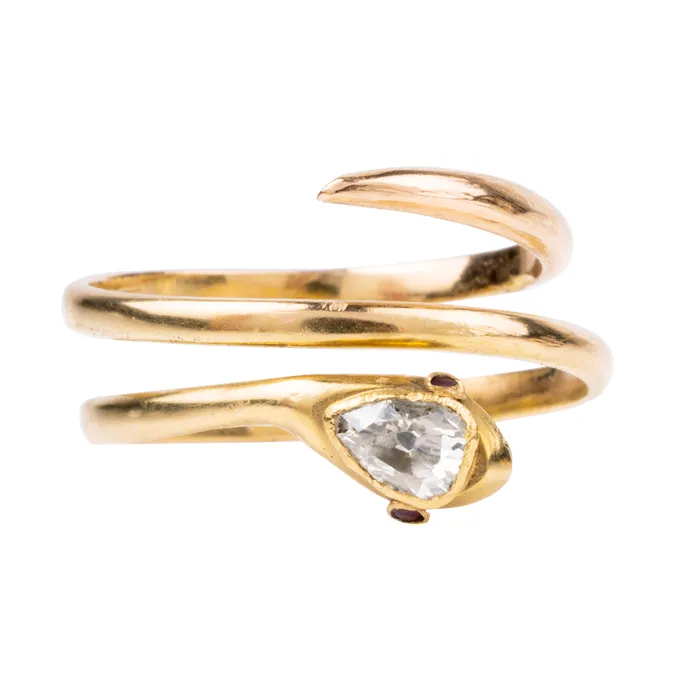 Rings Bell Bird Antiques Victorian Coiled Diamond Snake Ring