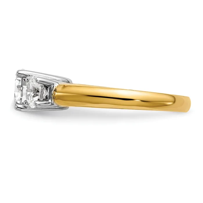 017ct CZ Solid Real 14K Twotone 3Stone Engagement Ring Goldia Rings