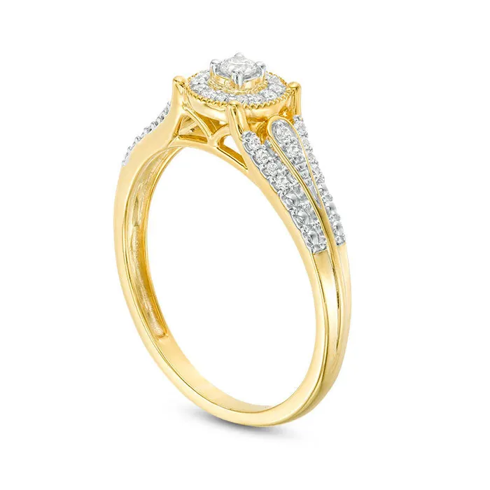 020 CT TW Natural Diamond Frame LoopSides Antique VintageStyle Promise Ring in Solid 10K Yellow Gold Goldia Rings 020 CT TW Natural Diamond Frame LoopSides Antique VintageStyle Promise Ring in Solid 10K Yellow Gold Goldia Rings