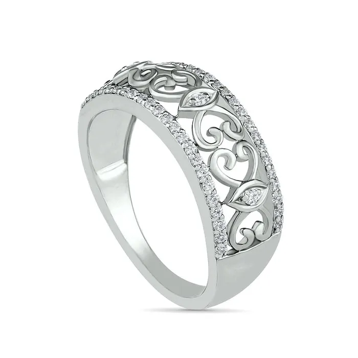 025 CT TW Natural Diamond Ornate Filigree Ring in Solid 10K White Gold Goldia Rings 025 CT TW Natural Diamond Ornate Filigree Ring in Solid 10K White Gold Goldia Rings