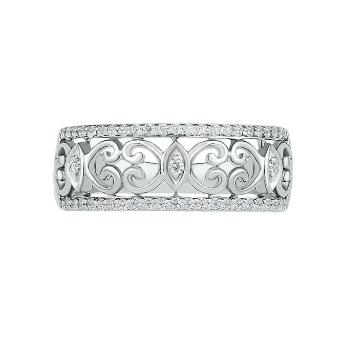 025 CT TW Natural Diamond Ornate Filigree Ring in Solid 10K White Gold Goldia Rings 025 CT TW Natural Diamond Ornate Filigree Ring in Solid 10K White Gold Goldia Rings