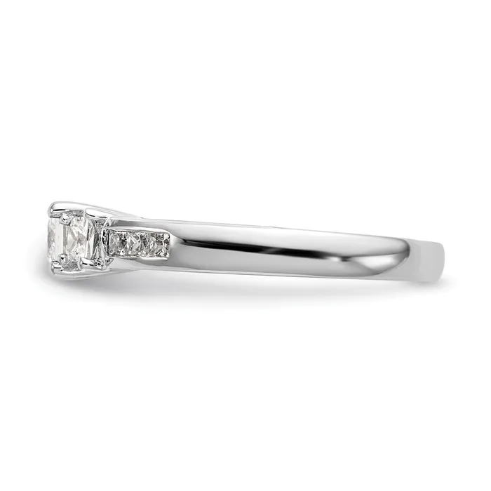 033ct CZ Solid Real 14K White Gold 3Stone Engagement Ring Goldia Rings