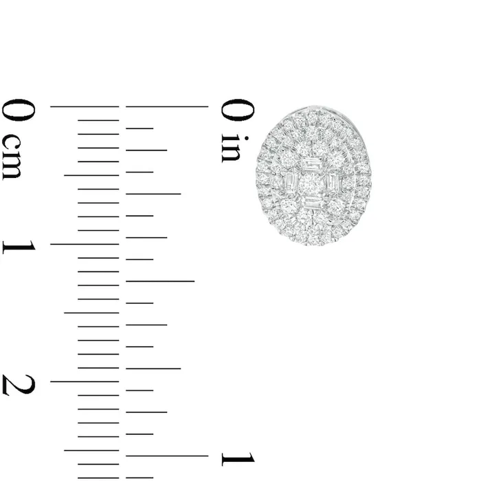 05 CT TW Composite Oval Diamond Frame Stud Earrings in 10K White Gold Goldia Earrings