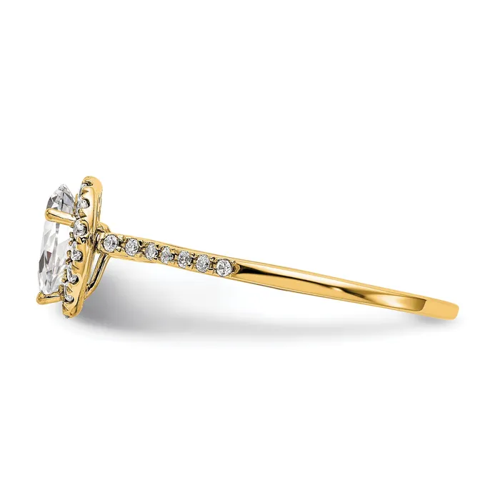 100ct CZ Solid Real 14ktt Pear Halo Engagement Ring Goldia Rings