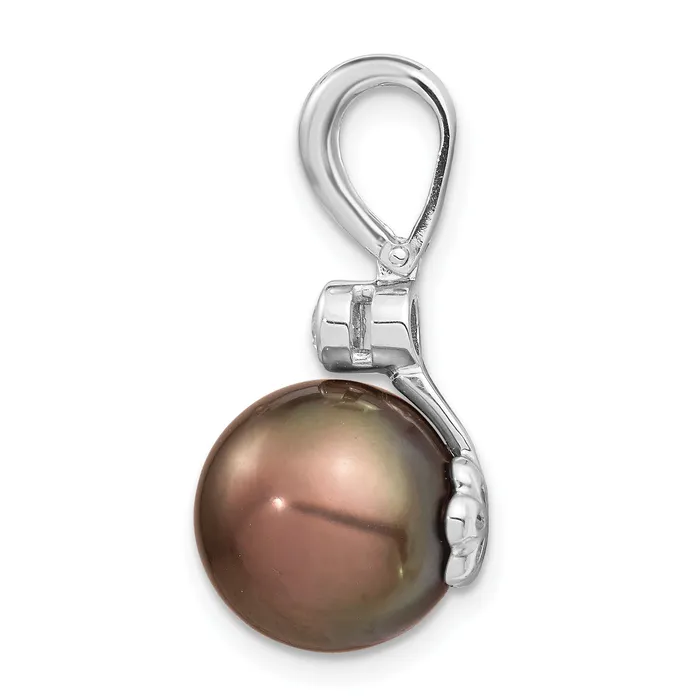14K WG 10 11mm Round Saltwater Cultured Tahitian Pearl 07ct Dia Pendant Goldiacom Necklaces