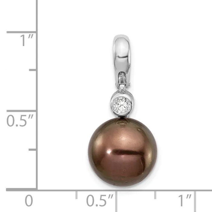 14K WG 10 11mm Round Saltwater Cultured Tahitian Pearl 07ct Dia Pendant Goldiacom Necklaces