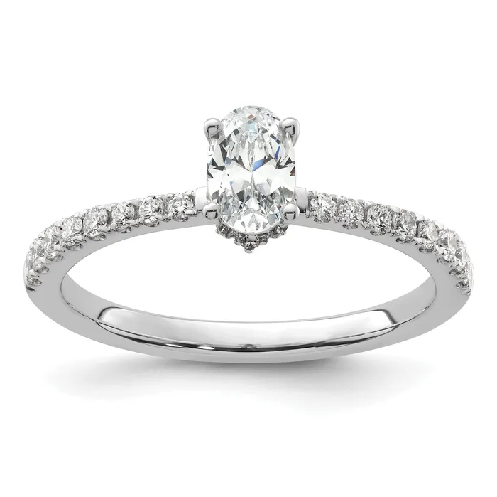 14k White Gold 14 Ct Lab Grown Diamond VSSI G 12 Ct center Oval Engagement Ring Goldia Rings