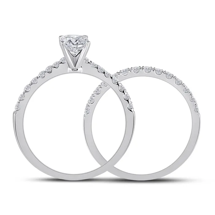 14k White Gold Cushion Diamond Bridal Wedding Ring Set 1 Cttw Certified gndatlanta Rings