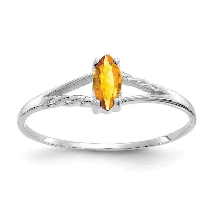 14K White Gold Polished Geniune Citrine Birthstone Ring Goldia Rings