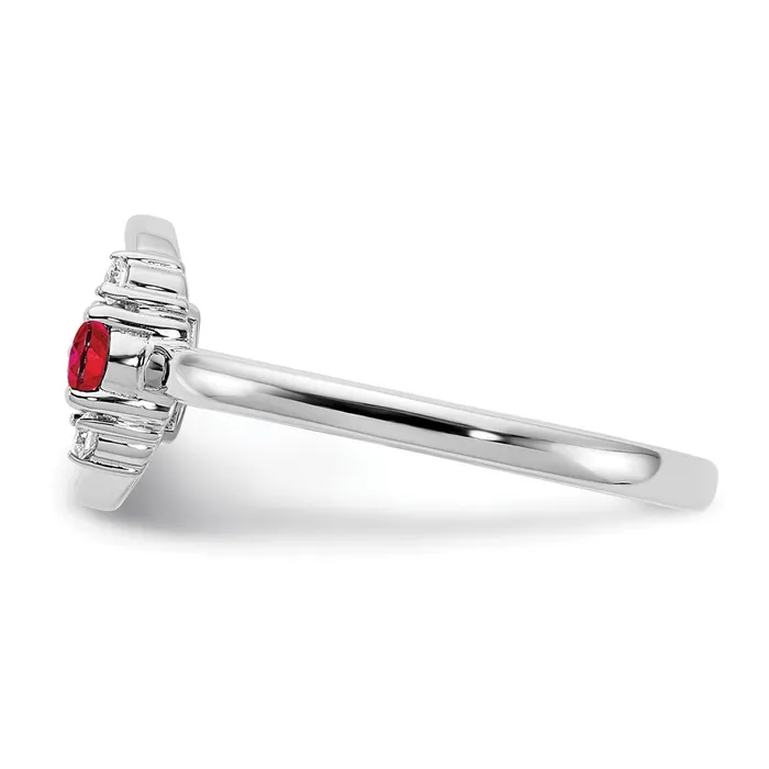 14K White Gold Polished Real Diamond and Ruby Circle Ring Goldia Rings