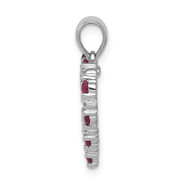 14k White Gold Real Diamond and 35 Ruby Heart Pendant Goldia Necklaces