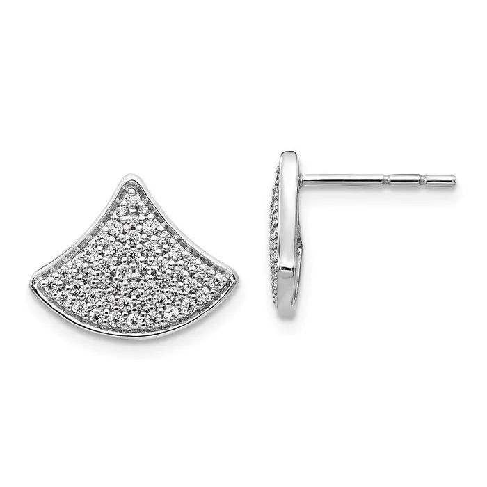 14k White Gold Real Diamond Fancy Post Earrings Goldia Earrings