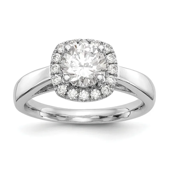 14k White Gold Round Halo Simulated Diamond Engagement Ring Goldiacom Rings