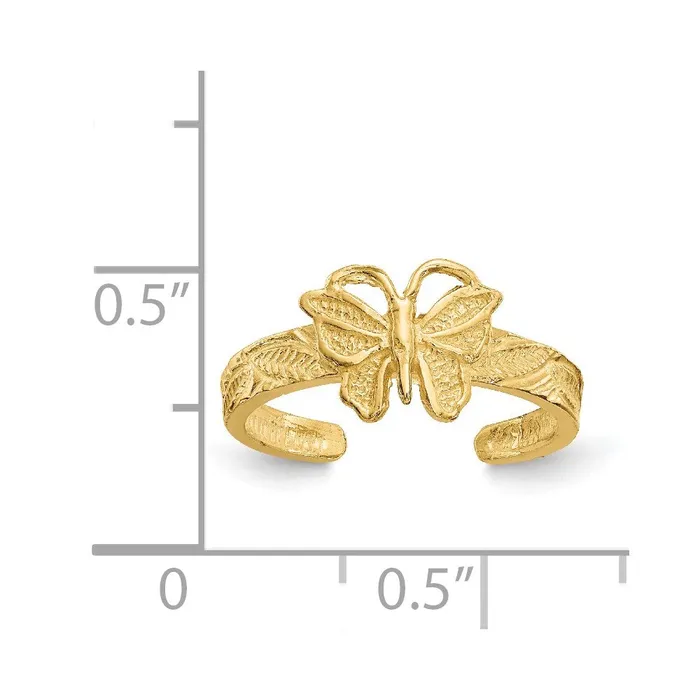 14k Yellow Gold Butterfly Toe Ring Goldia Rings