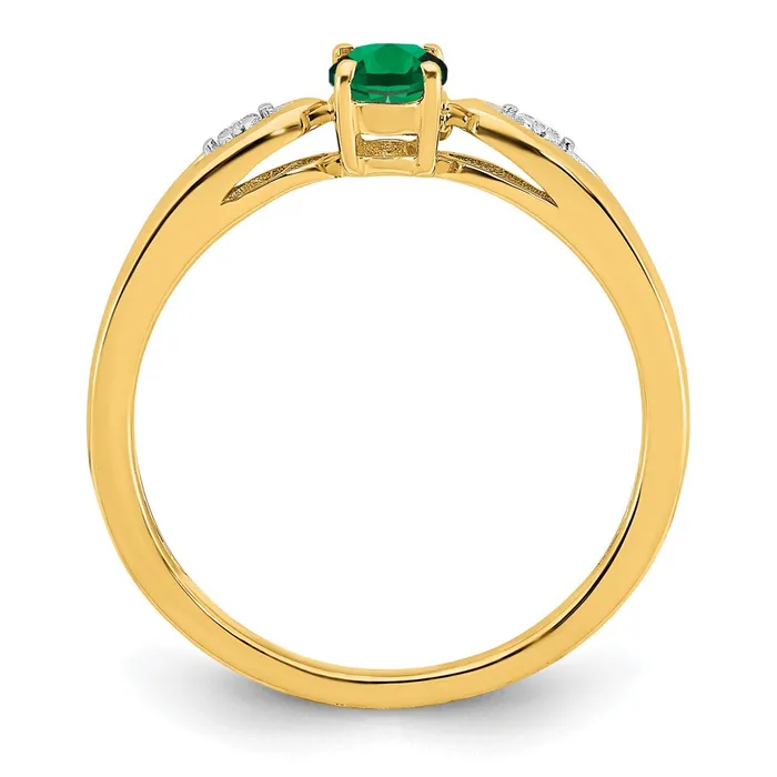 14K Yellow Gold Emerald and Real Diamond Ring Goldia Rings