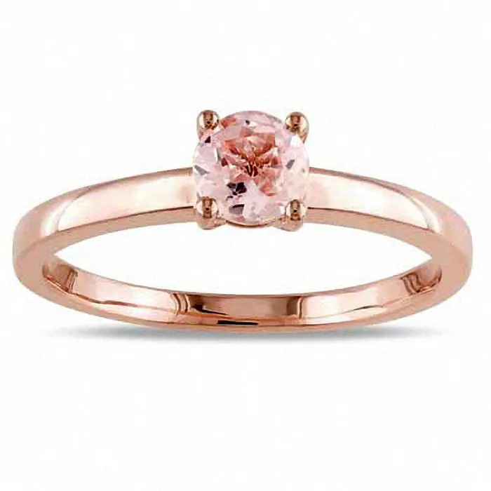 50mm Morganite Solitaire Promise Ring in Solid 10K Rose Gold Goldia Rings 50mm Morganite Solitaire Promise Ring in Solid 10K Rose Gold Goldia Rings