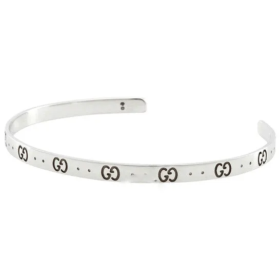 Bracelets JMS always Original Gucci GG Motif 18K White Gold Narrow Open Cuff Bracelet Bracelets JMS always Original Gucci GG Motif 18K White Gold Narrow Open Cuff Bracelet