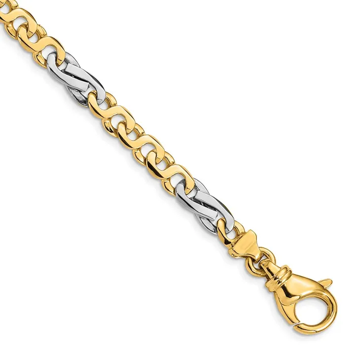 Bracelets MDS Solid 14K Twotone Gold 8 inch 58mm Hand Polished Fancy Link with Fancy Lobster Clasp Bracelet Bracelets MDS Solid 14K Twotone Gold 8 inch 58mm Hand Polished Fancy Link with Fancy Lobster Clasp Bracelet