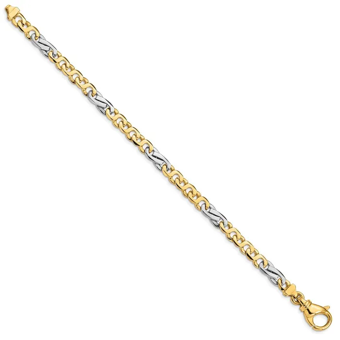 Bracelets MDS Solid 14K Twotone Gold 8 inch 58mm Hand Polished Fancy Link with Fancy Lobster Clasp Bracelet Bracelets MDS Solid 14K Twotone Gold 8 inch 58mm Hand Polished Fancy Link with Fancy Lobster Clasp Bracelet