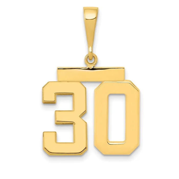 Charm Necklaces 14k Yellow Gold Medium Polished Number 30 Charm Goldia