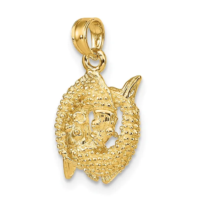 Charm Necklaces Goldia 14k Yellow Gold 3D Pisces Zodiac Charm