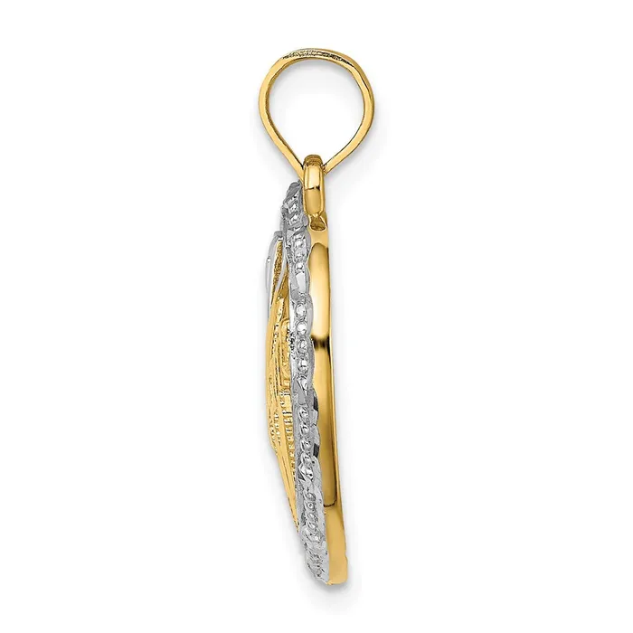 Charm Necklaces Goldia 14k Yellow u0026 Rhodium Gold w Rhodium Textured 1 MOM In Heart Charm