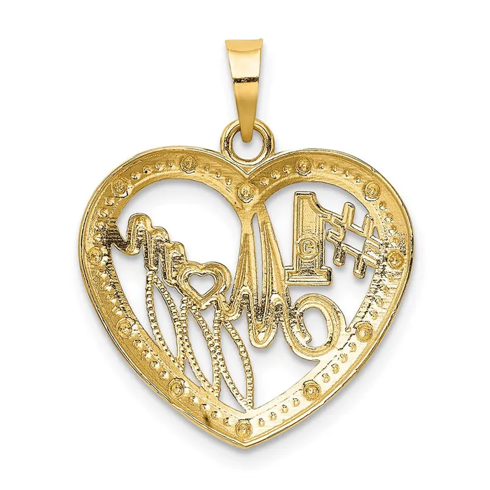 Charm Necklaces Goldia 14k Yellow u0026 Rhodium Gold w Rhodium Textured 1 MOM In Heart Charm