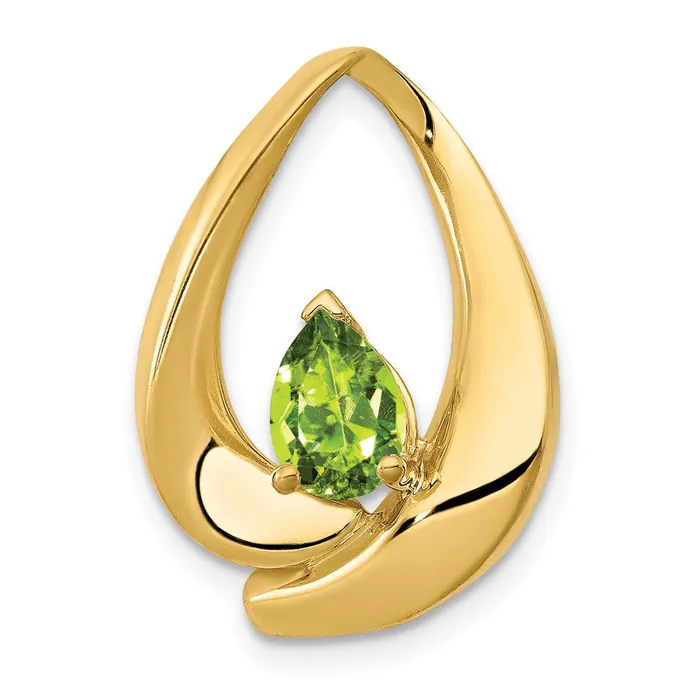 Earrings 14K Yellow Gold 7x5mm Pear Peridot Slide Goldia