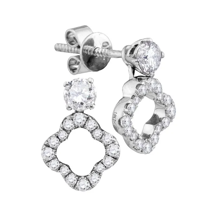 Earrings gndatlanta 18k White Gold Round Diamond Dangle Earrings 34 Cttw