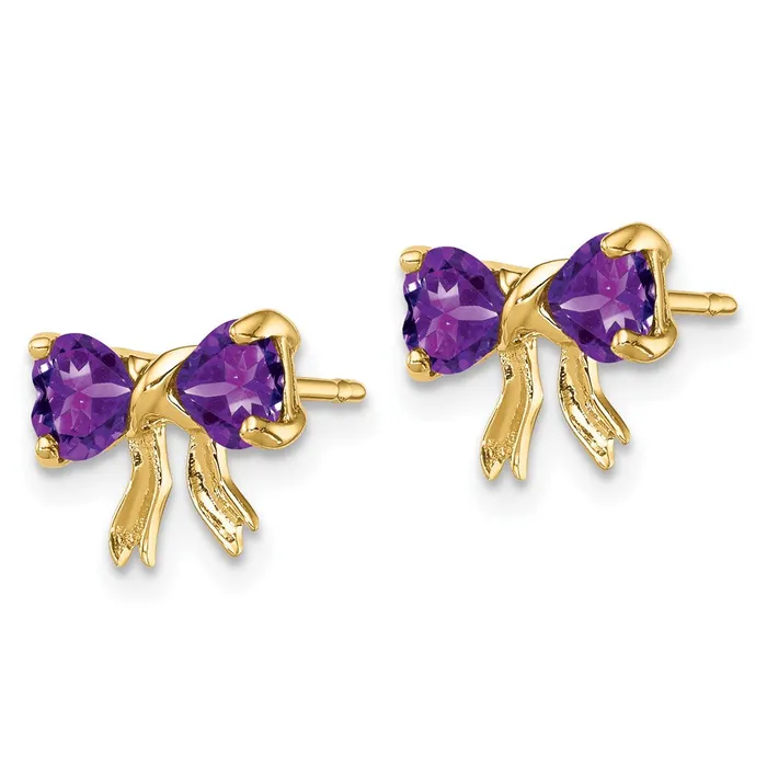 Earrings Goldia 14k Gold Polished Amethyst Bow Post Earrings