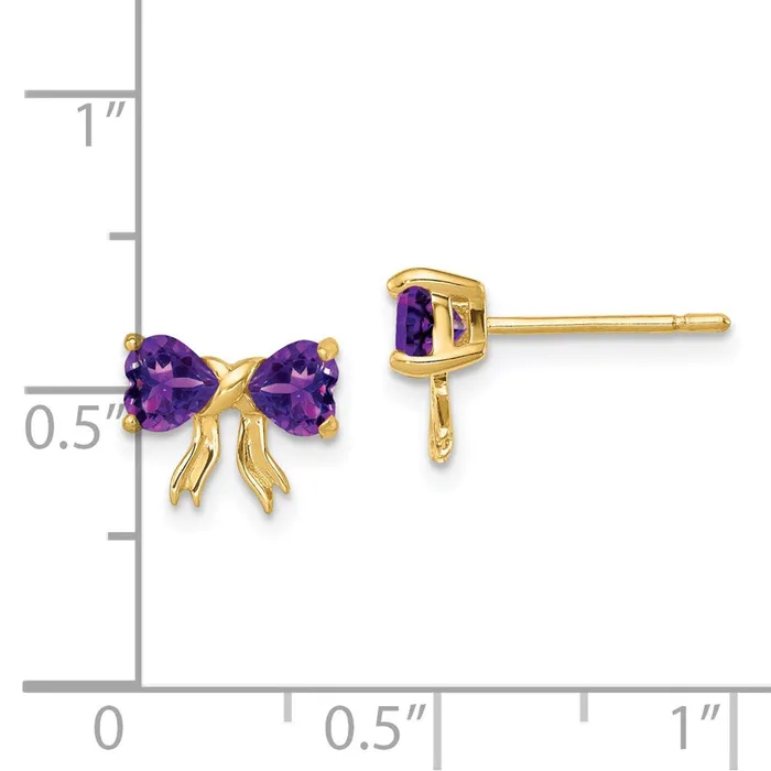 Earrings Goldia 14k Gold Polished Amethyst Bow Post Earrings