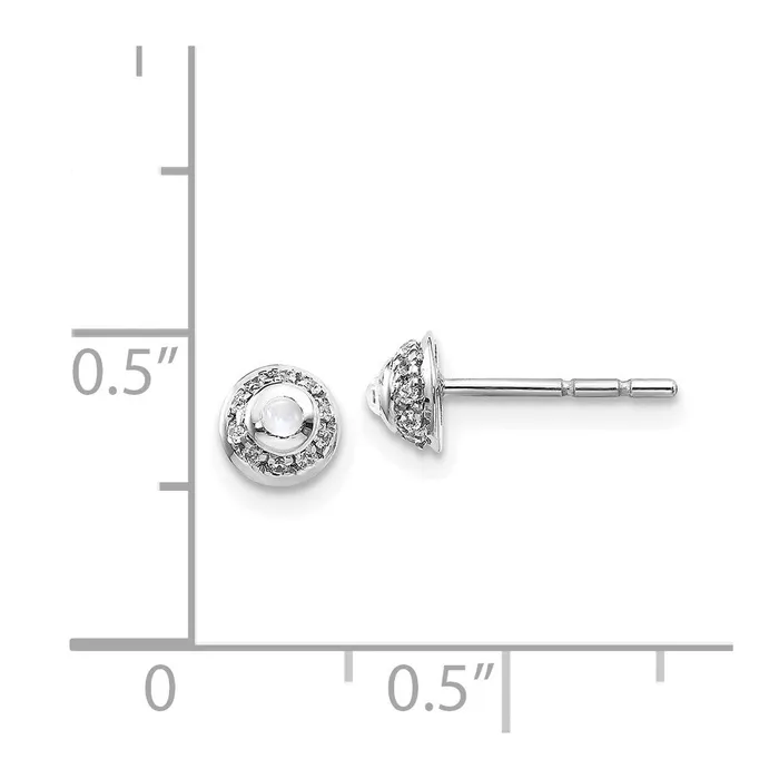 Earrings Goldia 14k White Gold Real Diamond Cabochon White Topaz Earrings