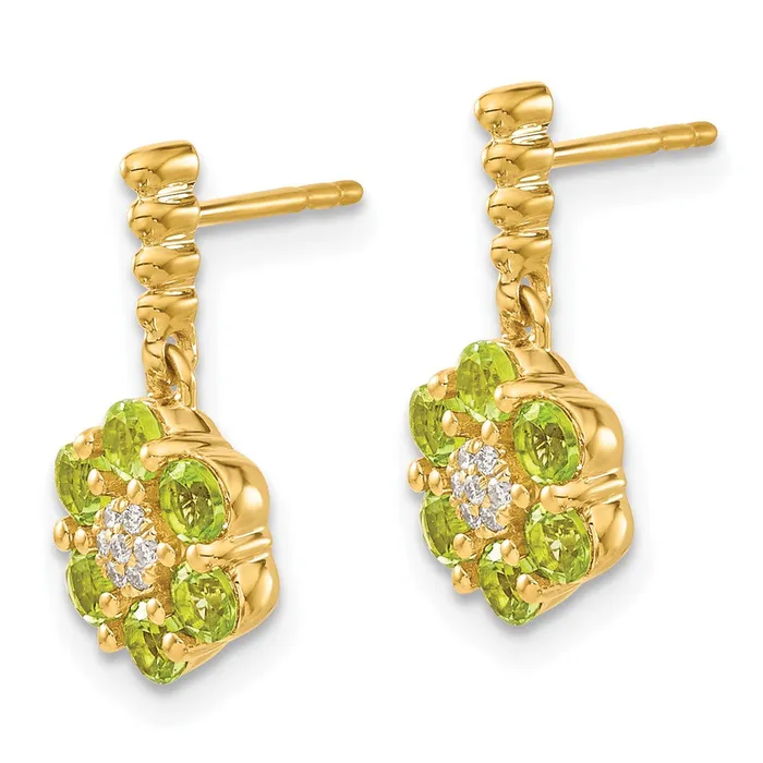 Earrings Goldia Solid 14k Yellow Gold Simulated Peridot and CZ Earrings