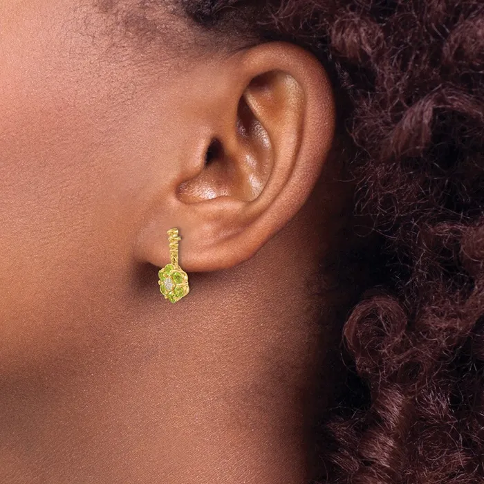 Earrings Goldia Solid 14k Yellow Gold Simulated Peridot and CZ Earrings