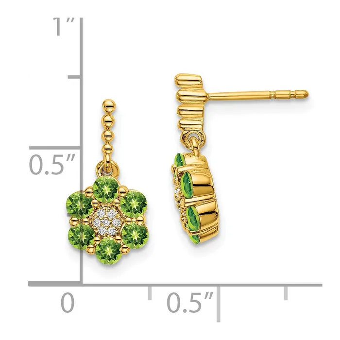 Earrings Goldia Solid 14k Yellow Gold Simulated Peridot and CZ Earrings