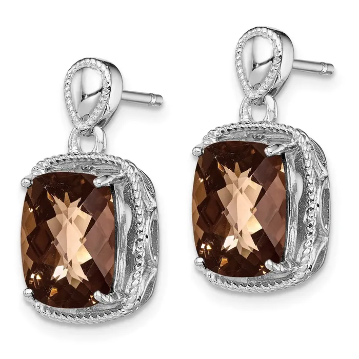 Earrings Goldia Sterling Silver Rhodiumplated Smoky Quartz Earrings