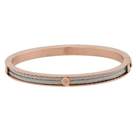 Earrings JMS always Original Charriol Forever Thin Rose Gold PVD Steel Cable Bangle Size M Earrings JMS always Original Charriol Forever Thin Rose Gold PVD Steel Cable Bangle Size M