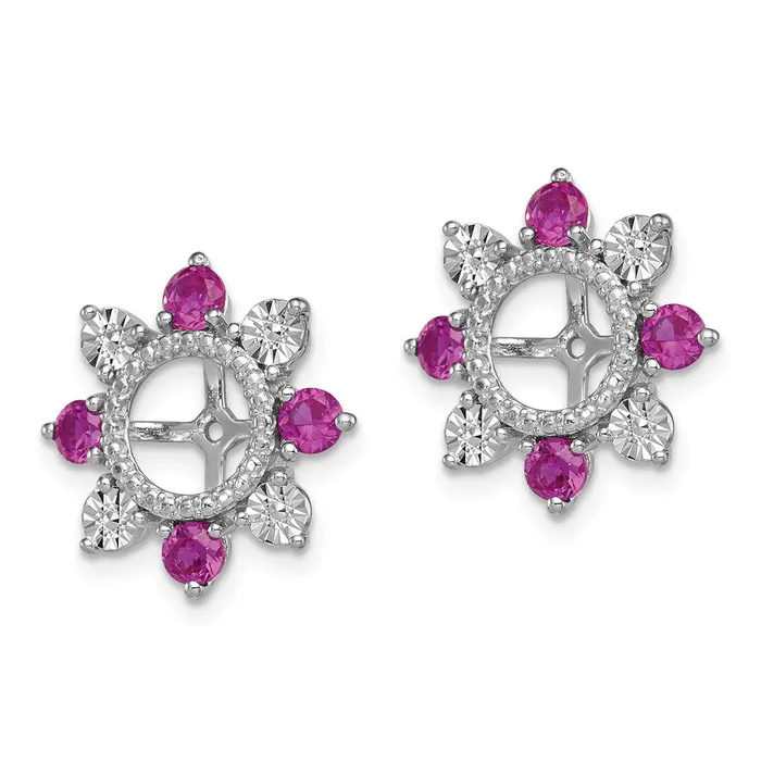 Earrings Sterling Silver Rhodium Created Ruby Earring Jacket Goldia