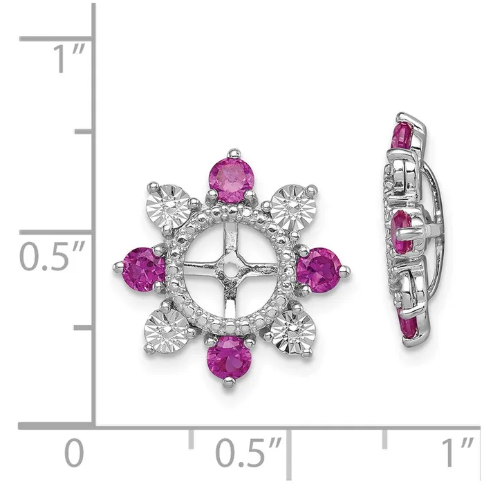Earrings Sterling Silver Rhodium Created Ruby Earring Jacket Goldia