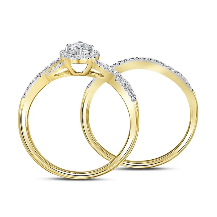 gndatlanta Rings 10k Yellow Gold Round Diamond Twist Bridal Wedding Ring Set 12 Cttw Certified