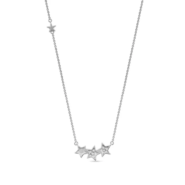 Goldia 01 CT TW Natural Diamond Star Trio with Offset Accent Celestial Necklace in Sterling Silver Necklaces Goldia 01 CT TW Natural Diamond Star Trio with Offset Accent Celestial Necklace in Sterling Silver Necklaces