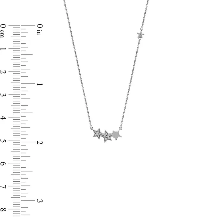 Goldia 01 CT TW Natural Diamond Star Trio with Offset Accent Celestial Necklace in Sterling Silver Necklaces Goldia 01 CT TW Natural Diamond Star Trio with Offset Accent Celestial Necklace in Sterling Silver Necklaces