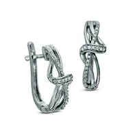 Goldia 02 CT TW Diamond Ribbon Overlay Hoop Earrings in Sterling Silver Earrings Goldia 02 CT TW Diamond Ribbon Overlay Hoop Earrings in Sterling Silver Earrings