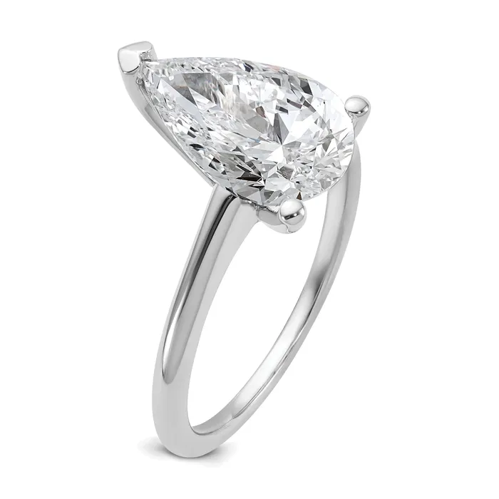 Goldia 14k White Gold 3 Ct Lab Grown Diamond VSSI G Pear Solitare Engagement Ring Rings